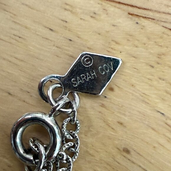 Snowflake Pendant Necklace Rhinestones Silver-Tone Chain By Sarah Coventry - Picture 3 of 9